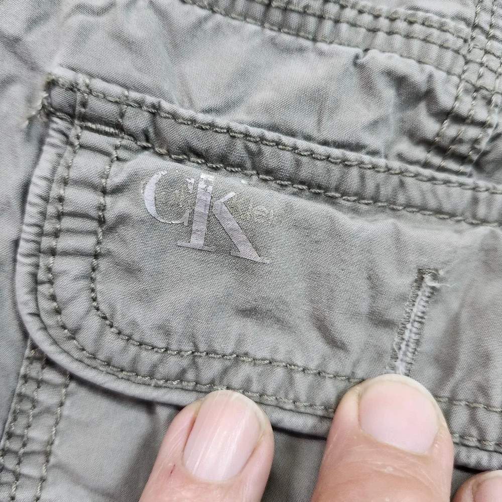 Calvin Klein Pants Womens M Green Capri Cargo Drawstring Elastic Waist Pockets - Picture 9 of 13